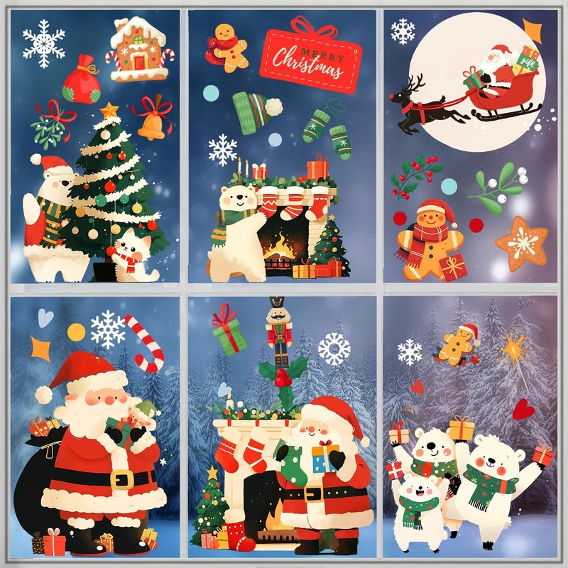 MAGLOGY Christmas Window Clings143 Pcs, Xmas Glass Stickers Window Decals Christmas Decorations Santa, Snowflakes, Reindeer, Snowman - Winter Holiday Windows Decor for Festive Spirit - Image 2